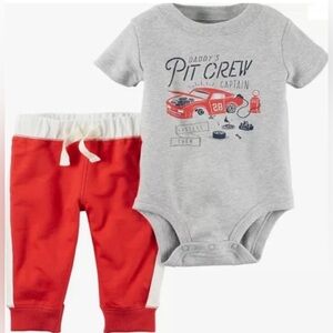 Boys Daddy's Pit Crew Pant Set Outfit 2 pc Set Bodysuit Toddler Trouser